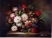 Floral, beautiful classical still life of flowers.095